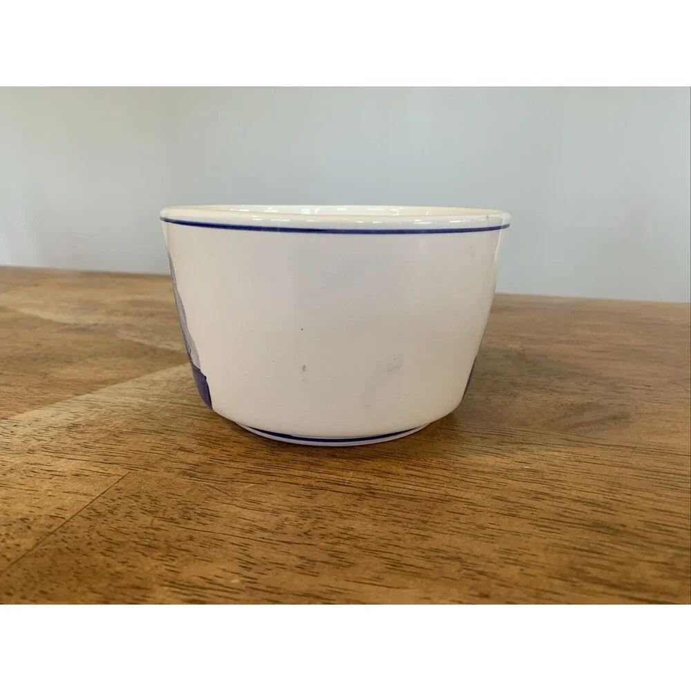 Vintage Delft Blue Windmill Sailboat White Bowl Planter 5”W Holland Dutch Taiwan